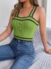 Gran Venta 2024 Verano Color Contraste Botón Sin Mangas Ombliguera Suéter Top de Vacaciones Ropa de Mujer Transfronteriza de Amazon