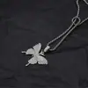 Colar de borboleta de diamante europeu e americano maré legal quente garotas pingente rua hip hop moda personalidade homens e mulheres corrente longa para suéter