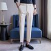 Leggings ajustados para hombre, pantalones blancos de otoño hasta los tobillos, sin planchado, antiarrugas, para vestir, de negocios, rectos e informales.