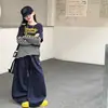 Conjunto de Sudadera para Niñas 2026 Nuevo Casual Estilo Coreano para Niñas Mayores, Top Falso de Dos Piezas con Estampado de Letras y Pantalones de Pierna Ancha, Moderno