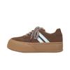 Zapatos blancos de piel genuina con suela gruesa en stock para mujer 2023 retro combinación de colores de tres barras aumento de altura oculto deportivos de ocio zapatos de entrenamiento para mujer
