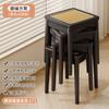 Banco nórdico de madeira rattan, banco quadrado empilhável para uso doméstico, banco de jantar de espera para restaurante, mesa de jantar simples, cadeira alta