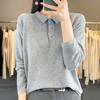 Camiseta POLO Feminina de Início de Outono Moda Casual Pulôver Manga Longa Elegante Combina com Tudo Emagrecimento Estilo Ocidental Top Básico Camiseta Pequena