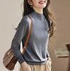Comercio Exterior 2025 Primavera Otoño Invierno Suéter de Cuello Medio Alto de Manga Larga Moda Simple Elegante de Alto Sentido Chaqueta Base de Punto para Mujer