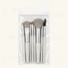 Conjunto de 8 Pincéis de Maquiagem Portátil para Viagem Pincel para Blush Pincel para Sombra Pincel para Base Pincel para Corretivo Pincel para Contorno Pelo Animal