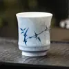 Caneca Mestra de Bambu com Tinta Pintada à Mão pelo Fabricante Caneca Única de Bambu Cinza-Grama Caneca Grande de Cerâmica para Chá Xícara Pessoal para Beber Chá