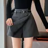 Traje Irregular de Cintura Alta Adelgazante para Mujer Primavera/Verano 2026 Falda Corta de Línea A Pierna Ancha Pantalones Cortos Negros