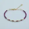 Estilo Fada Cor de Pele Roxa Pulseira Avançada de Rubis Pulseira Pequena Fresca Pulseira de Pedra Natural Pérola