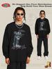 Camiseta de Manga Larga Lavada con Estampado Digital Tinta Blanca Transfronterizo de Ajuste Holgado Juvenil Ropa para Hombre Otoño/Invierno 2025