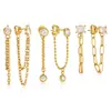 Brincos Elegantes para Mulheres, Aço Inoxidável Dourado 18K Zircônia, Não Desbota, Brincos de Franja Destacáveis Frontal e Traseiro, Atacado Transfronteiriço