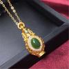 Colgante de Jaspe Ruso Estilo Coreano Clásico Plateado Diamante Antiguo Oro Grueso Turquesa