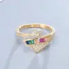Novo Anel de Prata Estilo Coreano para Verão, Anel Arco-Íris, Zircônia Colorida, Anel de Nicho Irregular Cravejado com Diamantes, em Estoque