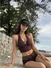Menina Picante Americana Conjunto de Biquíni Estilo Férias Feminino Maiô Camisola Emagrecedor Costas Nuas Poá Retrô Feminino