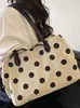 Bolsa Tote Yuezi Poá Color Block Grande Capacidade, Novo Estilo Verão Versátil Relaxado Linho Bolsa de Mão, Bolsa de Ombro, Bolsa de Braço