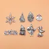 Set de 8 Adornos Navideños de Papá Noel de Plata Antigua, Accesorios, 8 Estilos, 1 de Cada Uno, Aproximadamente 24g por Set