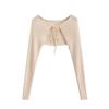 Cardigã de malha de seda gelada feminino para outono, proteção solar, novo cardigã fino feminino de cor sólida, xale curto fashion