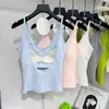 Camisole de Algodão Canelado Costas Nuas Cruzadas com Bojos de Látex Fixos, Regata Interna Justa e Valorizadora