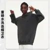 Suministro Transfronterizo de Sudadera Pesada Lavada con Efecto Desgastado de 450g, Talla Europea, Hombro Caído, Color Sólido, Sudadera Unisex