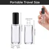 Botella de perfume cuadrada de vidrio transparente de 10 ml, botella de muestra de perfume portátil tamaño viaje, botella vacía, botella con atomizador de botón