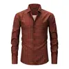Camisa de manga larga para hombre nueva transfronteriza con cuello, con estampado a cuadros, estilo moderno y casual