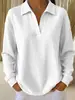 Top casual de punto gofrado de manga larga con cuello camisero para mujer, moda europea y americana 2026, desarrollado por Anno, para tiendas independientes de Amazon