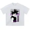 En Stock Marca de Moda Camiseta Lavada Desgastada Cuello Redondo Patrón de Anime Hombro Caído Corte Holgado Verano Casual Manga Larga Manga Corta