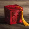 Caixa de Doces de Casamento Chinês, Nó Eterno Concêntrico Criativo Caixa de Presente de Doces de Casamento com Recorte de Madeira Novo, Caixa de Doces
