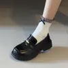 Mocasines británicos de suela gruesa estilo francés, nuevos zapatos cómodos versátiles sin cordones para el otoño de 2026, zapatos de cuero estilo JK japonés para mujer