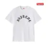 Camiseta de Algodón Pesado Moda Americana Transfronteriza Estampado de Letras Supreme Cuello Redondo Manga Corta Unisex Holgada Casual para Hombres y Mujeres