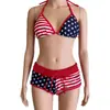 Conjunto de Bikini de Dos Piezas con Shorts Estampados Sexy Estilo Europeo y Americano con Amarre Y2K Espalda Descubierta Traje de Baño Venta al por Mayor