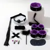 Conjunto de pelúcia erótica SM para bondage, algemas, coleira, chicote, brinquedos de treinamento, produtos para adultos para casais, conjunto de espinhos
