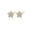 Pendientes de botón de plata de ley s925 Yuanfan, pendientes de botón de estrella transfronterizos europeos y americanos, pendientes geométricos elegantes de lujo ligero, flor con microincrustaciones de circón, estilo Ins
