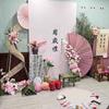 Nuevos Adornos de Apoyos para Boda Abanico Semicircular Plegable Nicho Decoración de Bienvenida para Boda Arreglo de Escenario Estilo Nanyang