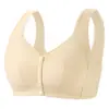Sujetador Nuevo Jacquard Estilo Chaleco de Algodón Suave con Hebilla Delantera para Mujeres de Mediana Edad y Mayores de Talla Grande Sin Aros con Tirantes Anchos
