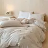 Conjunto de cama de quatro peças, espesso, 100% algodão, escovado, com 60 peças, apresentando um padrão floral francês vintage de algodão puro, adequado para outono e inverno