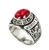 Anillo de Acero de Titanio para Hombre Anillo de Águila Nuevo Europeo y Americano Anillo del Ejército de Rubí Retro