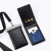 Fabricantes de fuentes, estuche de cuero genuino para permiso de trabajo, estuche de cuero con imán para certificado, estuche protector para tarjeta de trabajo, insignia, licencia de tarjeta de trabajo