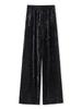 Calça Wide Leg Estilo Nacional Novo Estilo Chinês 2026 Outono Nova Veludo Solta de Cintura Alta Casual Reta Longa para Mulheres Mx006