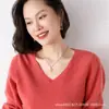 Suéter 100% lana otoño e invierno Nuevo cuello en V para mujer de cachemir tejido suelto jersey para usar debajo estilo coreano versátil suéter 2022