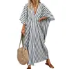 Moda de Verano 2026 Transfronteriza Europea y Americana Vestido Largo Casual Holgado Rayado para Vacaciones