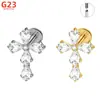 Pendientes de Aleación de Titanio F136 Forma de Gota de Agua Zirconio Cruz G23 Titanio Zirconio 5A Clavo de Nariz Pantalla de Oreja Clavo de Hélice de Oreja Clavo de Labio Cabeza