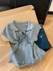 Camiseta de malha com gola polo de manga curta fina estilo old money temperamento lenço de seda fitas toque de luxo afina mulheres petites