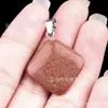 Colar com Pingente Quadrado Oblíquo, Brincos e Acessórios de Joias de Pedra Preciosa Ágata de Cristal Natural, Vendido Quente na Aliexpress Transfronteiriça