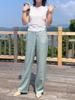 24235 Da Ai Mei Yuan 2025 Verano Nuevo Estilo Versión Silenciosa Camiseta de Manga Corta Pantalones Rectos de Pierna Ancha de Cintura Alta Fresco y Adelgazante
