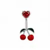 Novo Estilo Fofo Anel de Umbigo de Aço Inoxidável Cereja Borboleta Zircônia Microincrustado Anel de Umbigo Piercing de Umbigo Venda Quente Transfronteiriça