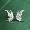 Ciervo Dorado Rey Plata S925 Plata Lisa Lujo Ligero Moda Conjunto Zirconia Cúbica Elegante Artístico Mariposa Aretes para Mujeres