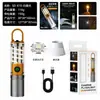 Lanterna multifuncional de alto brilho com fonte de luz dupla e gancho, iluminação recarregável, luz ambiente de acampamento com filamento de tungstênio e zoom