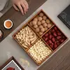Caja de Madera Maciza Compartimentada para Frutas Secas Bolso Caja de Almacenamiento para Frutos Secos Nueces Caramelos Decoración de Boda Comercial Sala de Estar Caja de Madera para Snacks de Frutas Secas