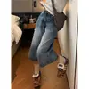 Jeans Crop para Mujer Estilo Retro Americano 2026 Verano Nuevos de Cintura Alta Adelgazantes Holgados con Caída Rectos de Pierna Ancha de Largo Medio