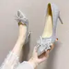 Tacones altos para mujer, nueva colección primavera/otoño 2026, elegante diseño de lazo y lentejuelas, zapatos de boda de punta fina, tacones de aguja versátiles
